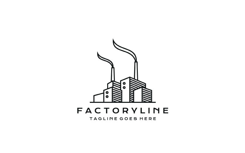 Line Art Factory Building Industriale moderno Logo Design Vector