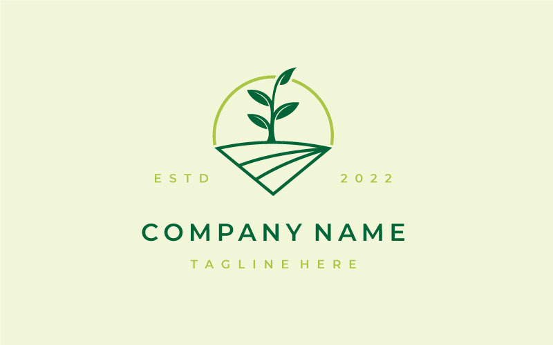 Line Art Zelená příroda Farma zemědělství Logo šablona