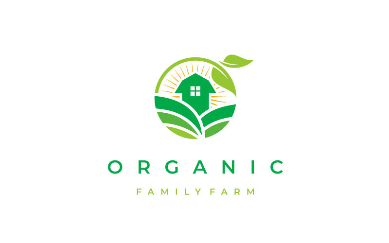Modèle de conception de logo d'agriculture de ferme de nature verte