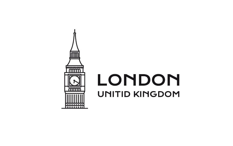 Modèle de vecteur de conception de logo Big Ben d'art en ligne