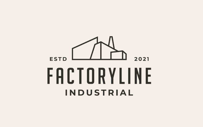 Projektowanie Logo fabryki linii sztuki budynku. Szablon nowoczesnego logo przemysłowego