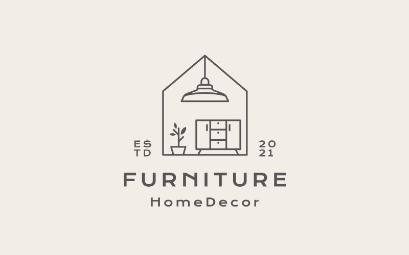 Šablona návrhu loga Retro Line Art House Bytový nábytek