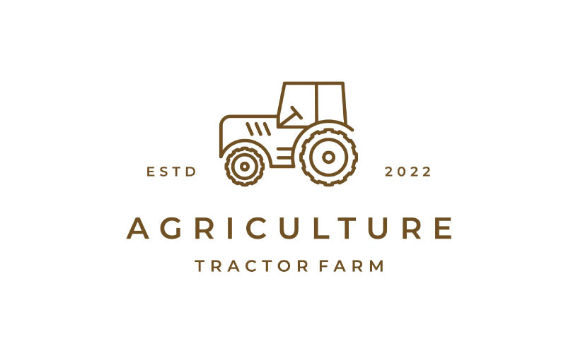Strichzeichnungen Traktor Bauernhof Landwirtschaft Logo Design Vektor Vorlage