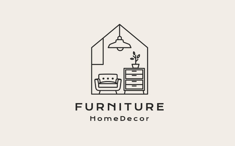 Szablon projektu logo Retro Line Art Home Furniture