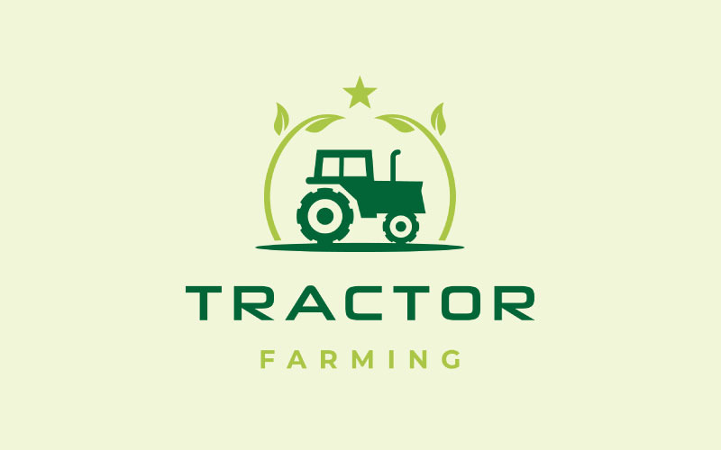 Трактор ферми сільського господарства дизайн логотипу Векторні ілюстрації