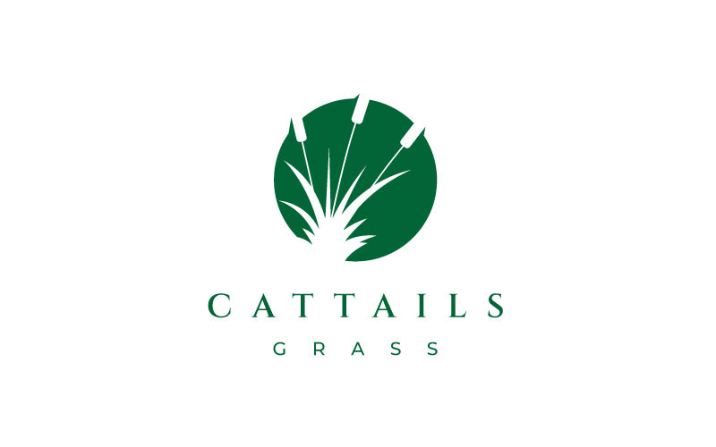 Вектор дизайна логотипа Cattail Grass