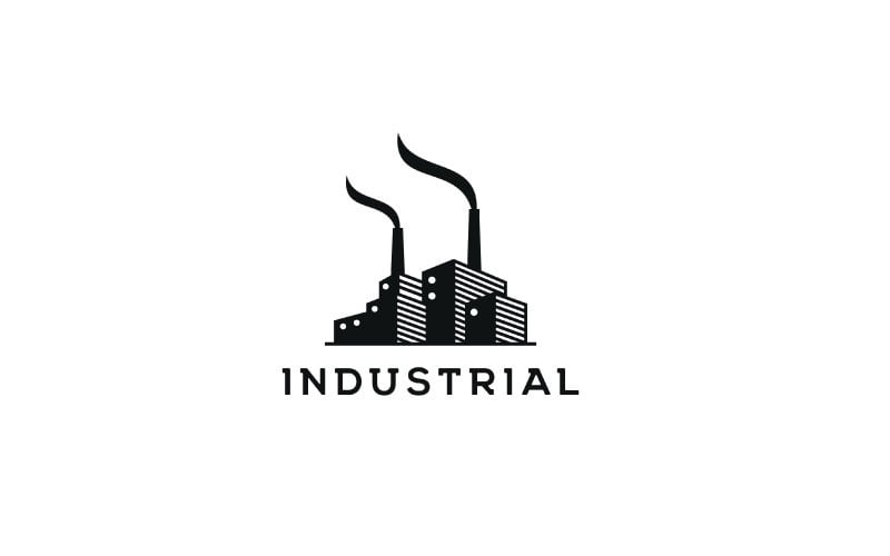 Vetor de design de logotipo industrial moderno de construção de fábrica