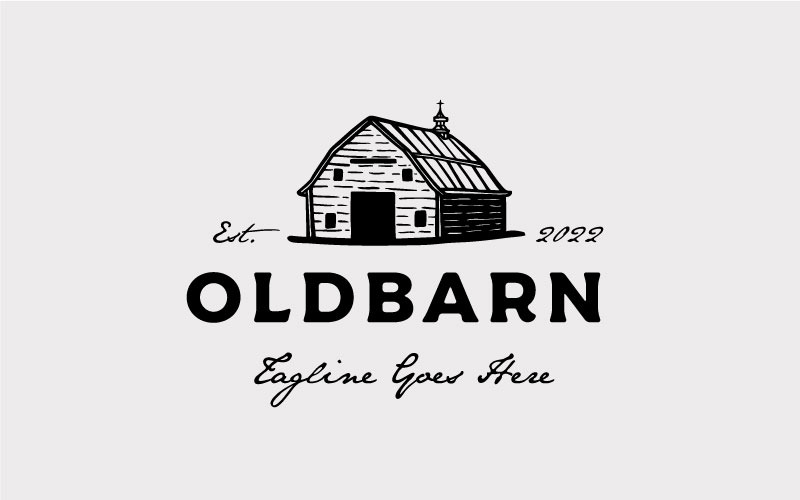 Vintage Farm Barn Logotyp, Barn Wood Building House Farm Ranch Logotyp Design