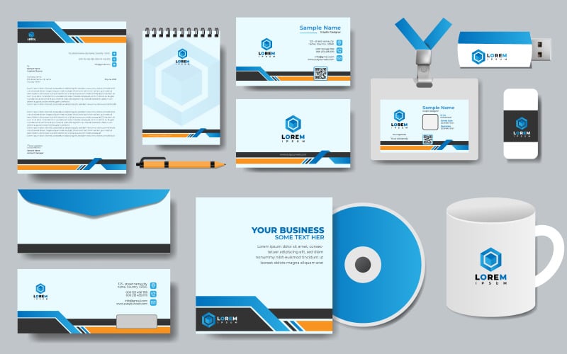 Blue logo branding design vector set