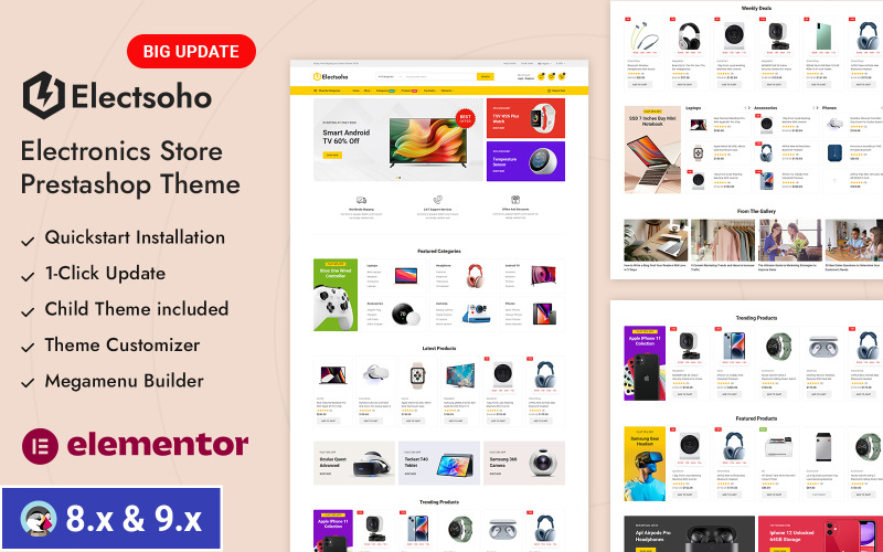 Electsoho - Tema PrestaShop del mercato digitale Mega Electronics