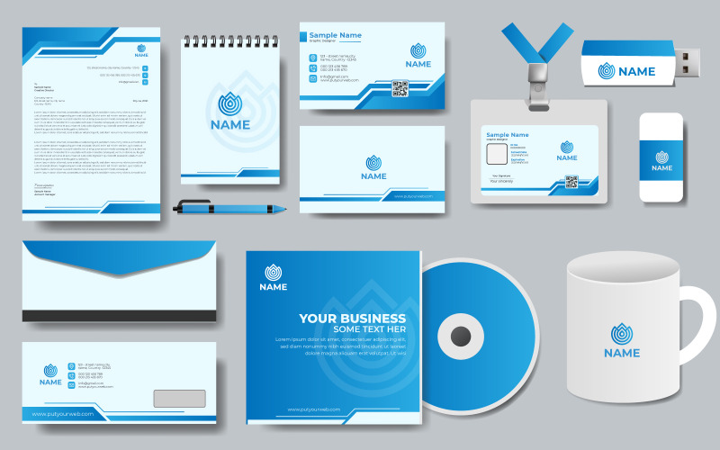 Huisstijl sjabloon ontwerpset. Branding voor bedrijf
