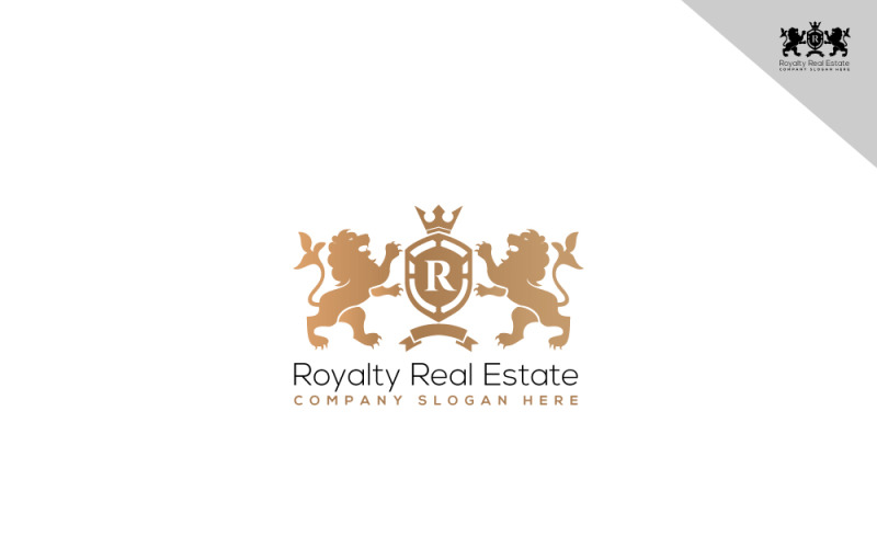 Modèle de logo immobilier de royauté de luxe