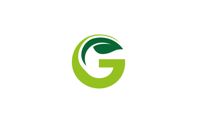字母 g 叶标志设计模板