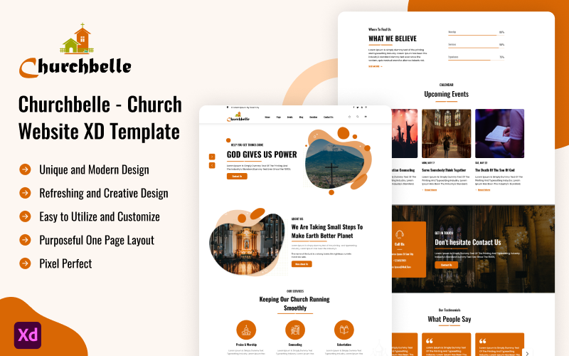 Churchbelle – XD-Vorlage für Kirchen- und Wohltätigkeitswebsites