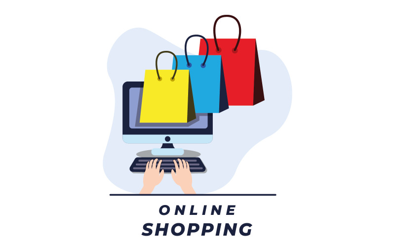 Design de modelo de ilustração plana de compras online grátis
