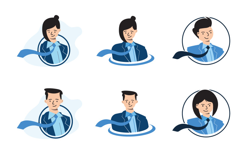 illustrazione piatta avatar uomo e donna d'affari