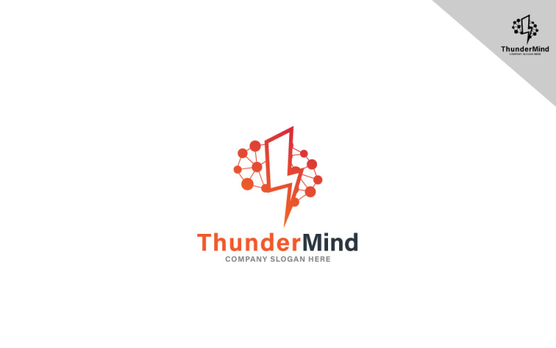 Modèle de Logo Brain Thunder Mind