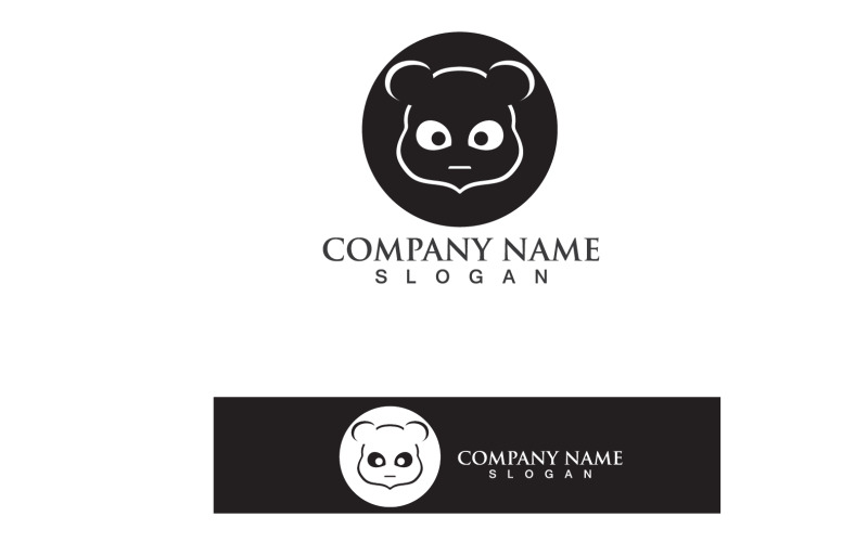 Logo Panda Black And White Head Vector V10
