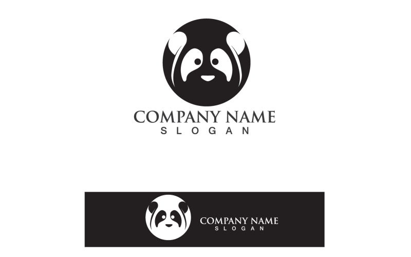 Logo Panda Black And White Head Vector V20