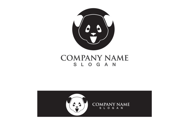 Panda Logo Black And White Head Vector  V13