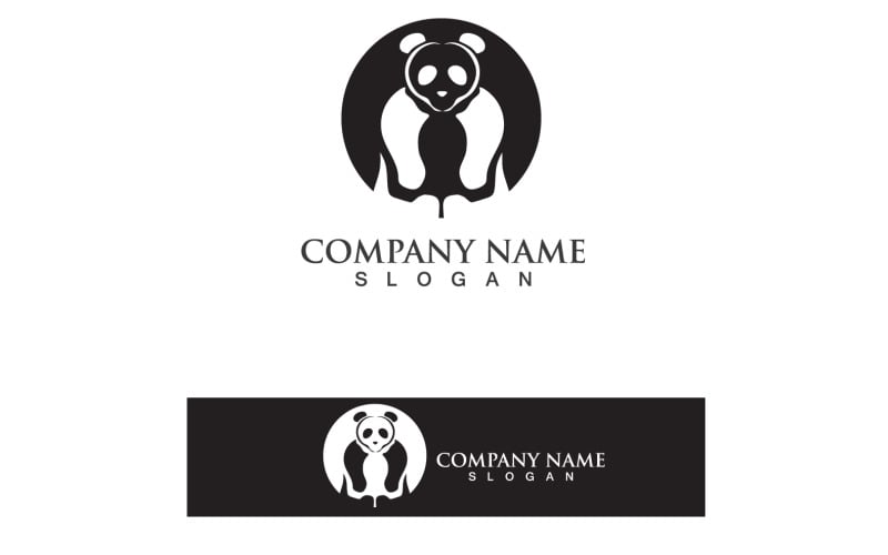 Panda Logo Black And White Head Vector V17 - TemplateMonster