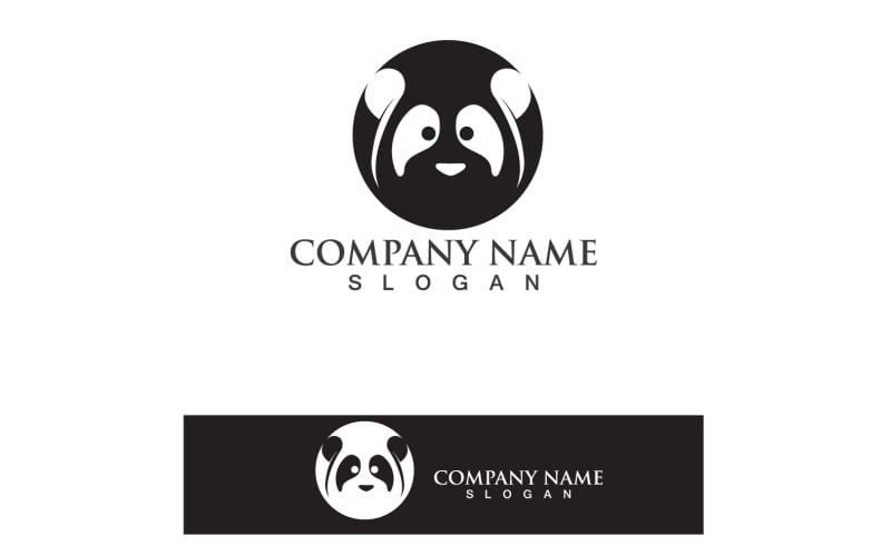 Panda Logo Black And White Head Vector V20 - TemplateMonster