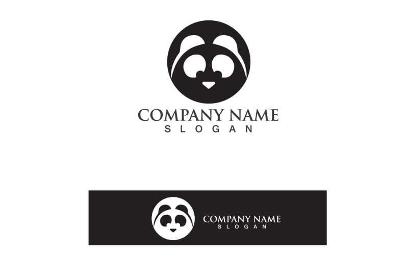 Panda Logo Black And White Head Vector  V21