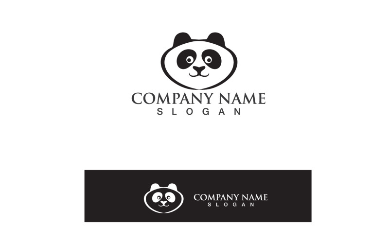 Panda Logo Black And White Head Vector V4