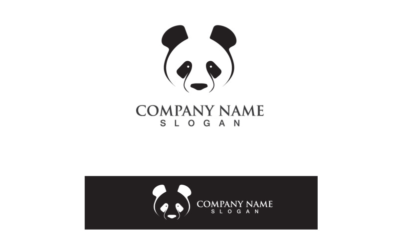 Panda Logo Black And White Head Vector V7