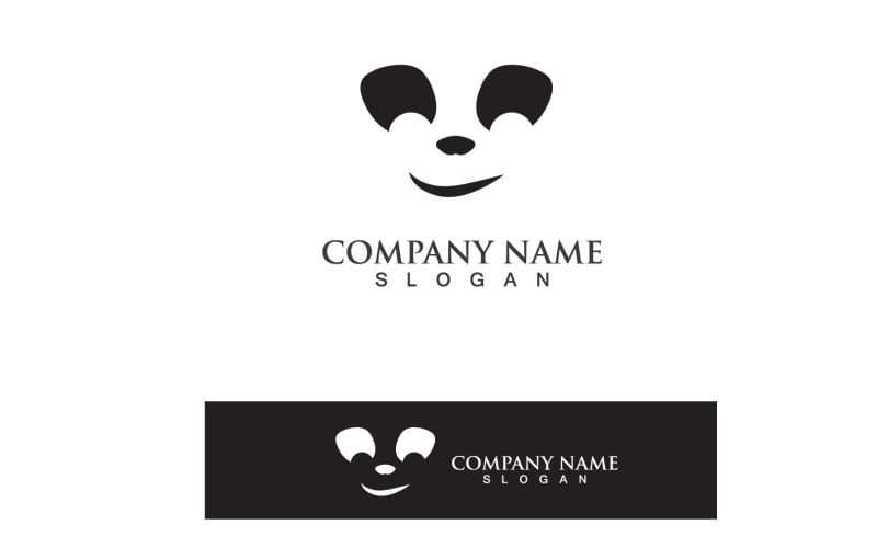 Panda Logo Blanco y negro Cabeza Vector V