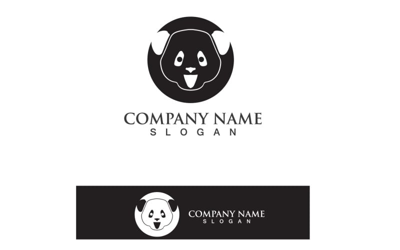 Panda Logo Noir Et Blanc Tête Vecteur V13