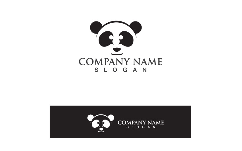 Panda Logo Noir Et Blanc Tête Vecteur V3