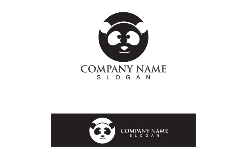 Panda Logo Zwart-wit Hoofd Vector V11