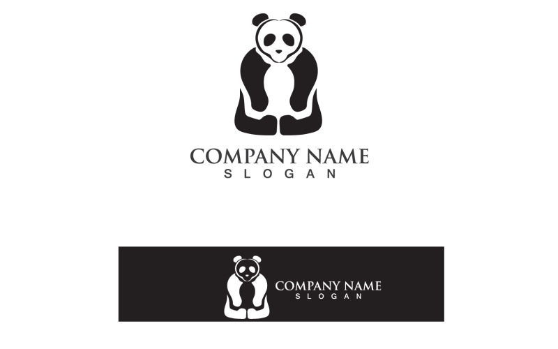 Panda Logo Zwart-wit Hoofd Vector V15