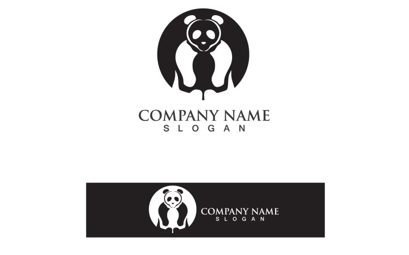 Panda Logo Zwart-wit Hoofd Vector V17