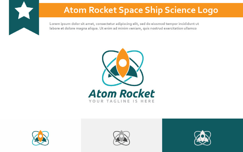 Atom Rocket Ruimteschip Moderne Wetenschap Technologie Logo