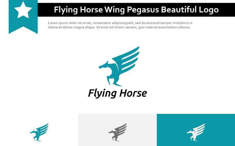 Latający Koń Skrzydło Pegaz Piękne Eleganckie Logo
