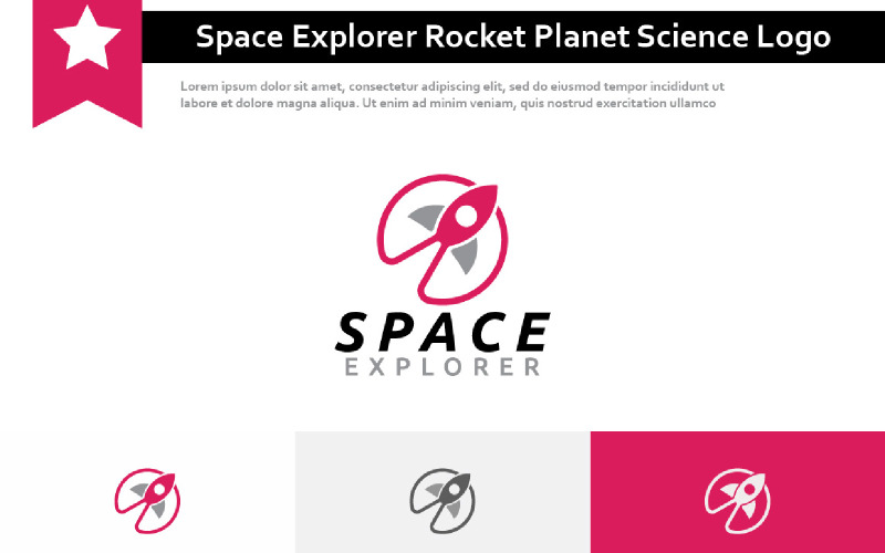 Logo della scienza moderna del pianeta del razzo dell'esploratore dello spazio