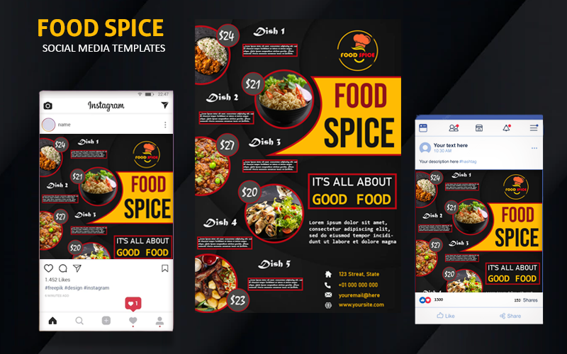 Sjabloon voor sociale media voor voedselrestaurants
