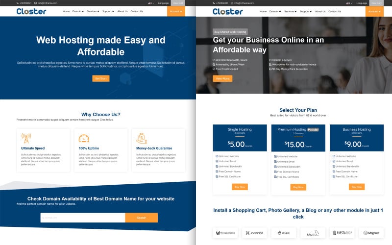 Closter WHMCS and HTML Template