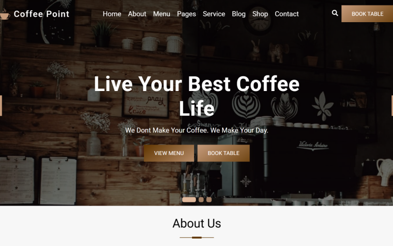 Coffee Point - Modèle de site Web de Coffee Shop React