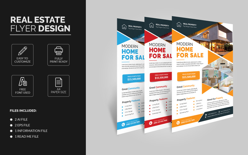 Folleto de Bienes Raíces | Casa Moderna En Venta | Plantilla de volante de marketing digital