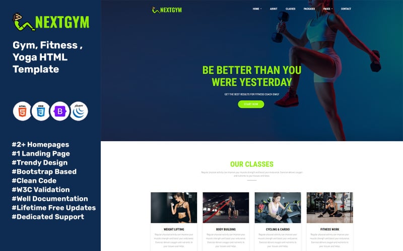 NextGym - HTML-шаблон тренажерного зала, фитнеса и йоги