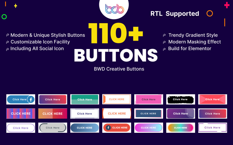 Плагин Creative Button WordPress для Elementor