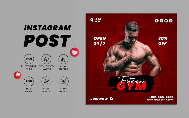 Příspěvek na sociální síti Fitness Gym