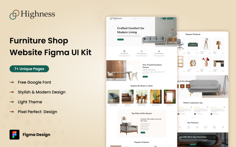Altesse - Site Web du magasin de meubles Kit d'interface utilisateur Figma