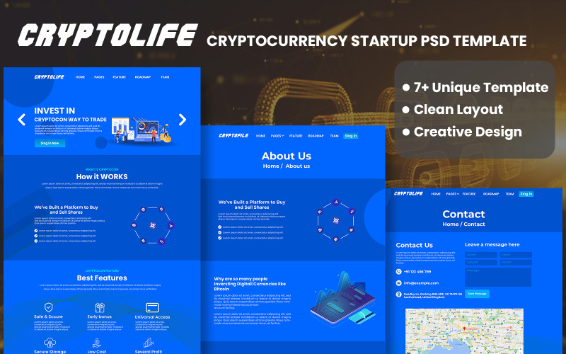 CryptoLife – šablona PSD pro spuštění kryptoměny