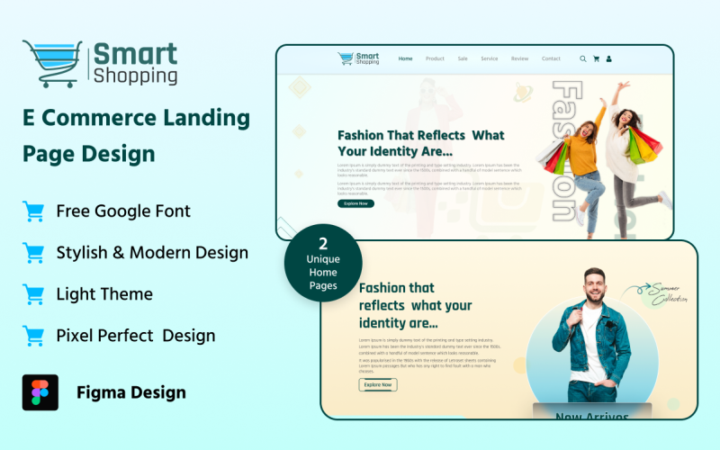 Intelligentes Einkaufen - E-Commerce Landing Page Figma Kit