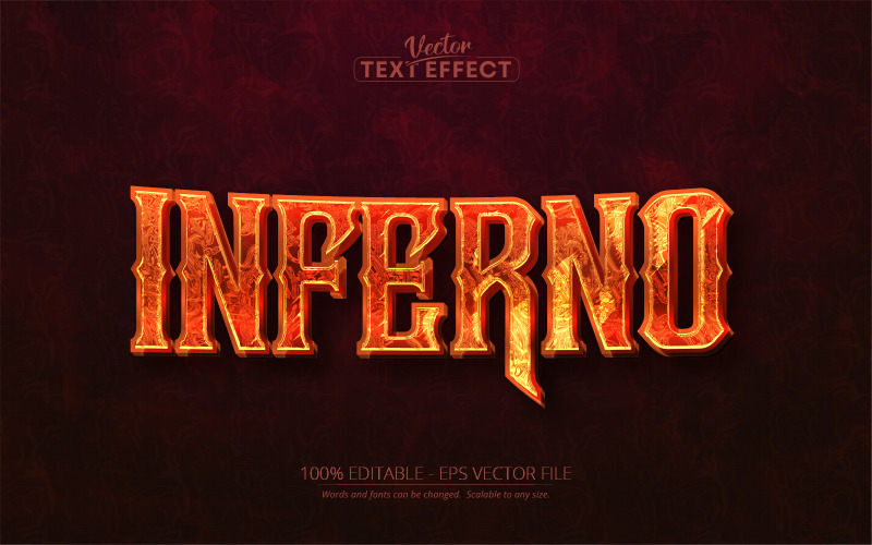 Inferno - редактируемый текстовый эффект, стиль текста с текстурой блестящего огня, графическая иллюстрация