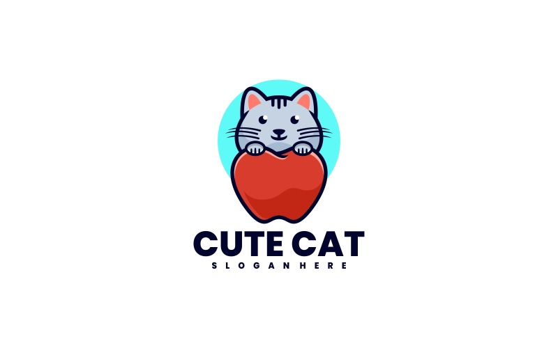 Diseño de logotipo simple lindo gato